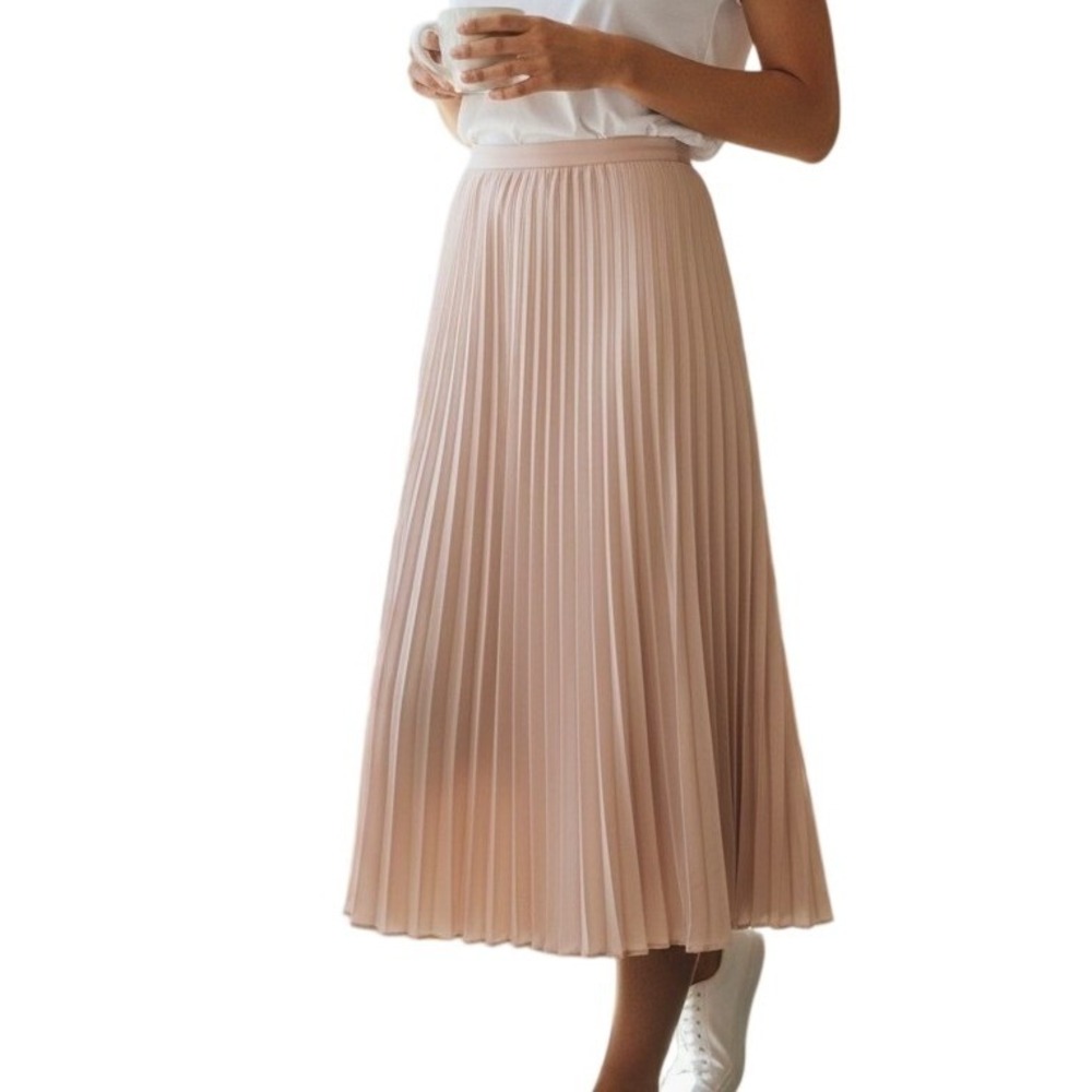 Banana Republic Blush Pink Pleated Midi Skirt